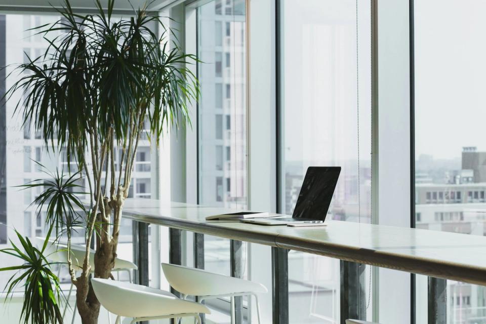Design workstation overlooking the city